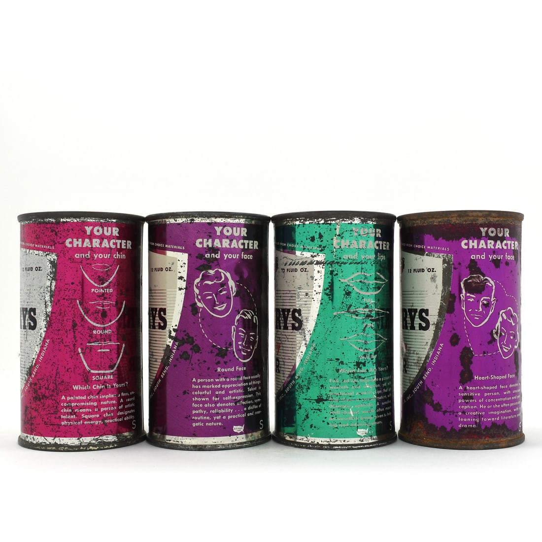 Drewrys Beer Your Character Set Flat Tops Lot of 4 Different SOUTH BEND (1 of 6)