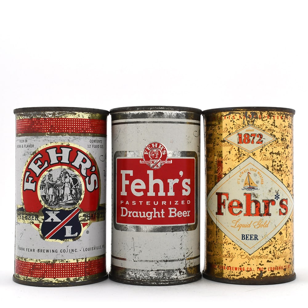 Fehrs Beer Flat Tops Lot of 3 Different: Brewer/Business Name: Frank Fehr Brewing Co., Louisville, Kentucky Manufacturer/Plant: American Can Co. Date of manufacture:
