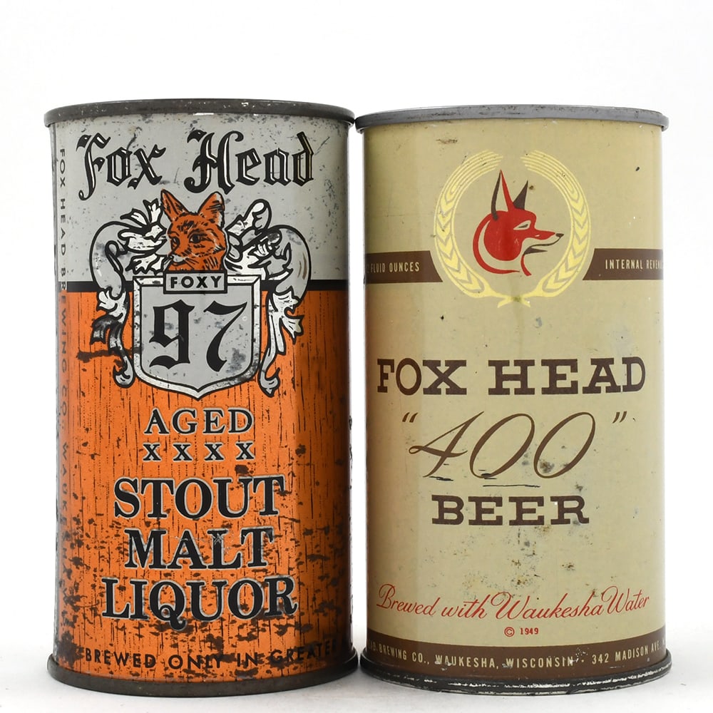 Fox Head Flat Tops Lot of 2 Different: Brewer/Business Name: Fox Head Brewing Co., Waukesha, Wisconsin Manufacturer/Plant: National Can Co. Date of manufacture:
