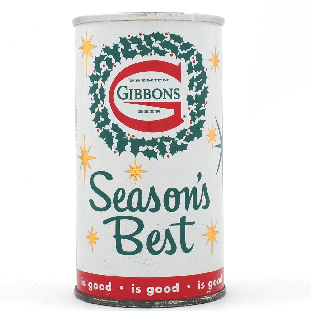Gibbons Seasons Best Holiday Issue Zip Top PA TAX LID 68-18 OUTSTANDING: Brewer/Business Name: The Lion Inc., Wilkes-Barre, Pennsylvania Manufacturer/Plant: Continental Can Co. Date of manufacture: