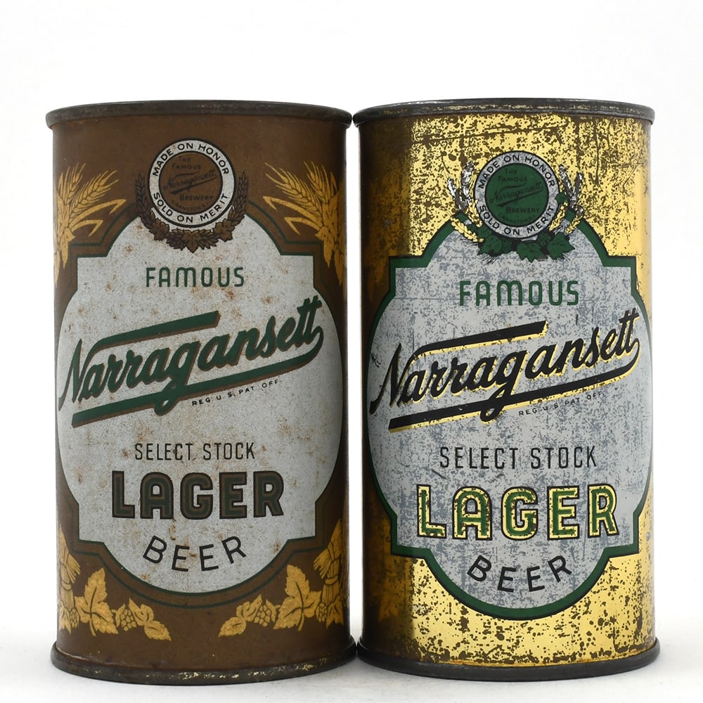 Narragansett Select Stock Lager Beer Flat Tops Lot of 2 Different (1 of 6)
