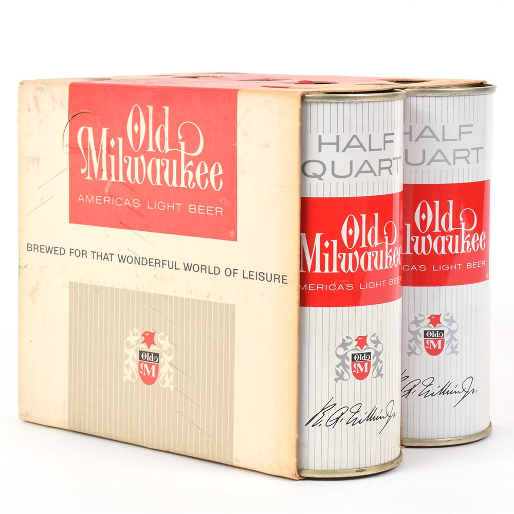 Old Milwaukee 16 OUNCE 6-Pack Carton With 6 Flat Top Cans MILW 1962 233-11: Brewer/Business Name: Jos. Schlitz Brewing Co., Milwaukee, Wisconsin Manufacturer/Plant: Continental Can Co. Date of manufacture: