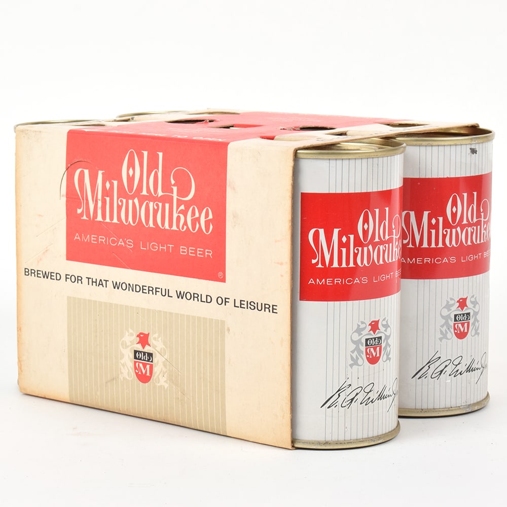 Old Milwaukee Beer Flat Top 6-Pack Cardboard Carton With 6 Cans MILWAUKEE 1962 107-30 (1 of 5)