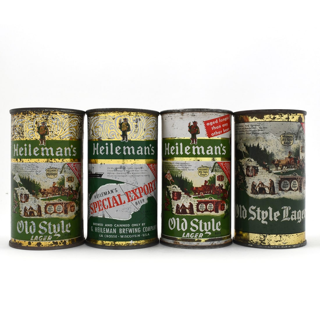 Old Style Heileman Beer Flat Tops 4 Different: Brewer/Business Name: G. Heileman Brewing Co., La Crosse, Wisconsin Manufacturer/Plant: National Can Co. Date of manufacture: