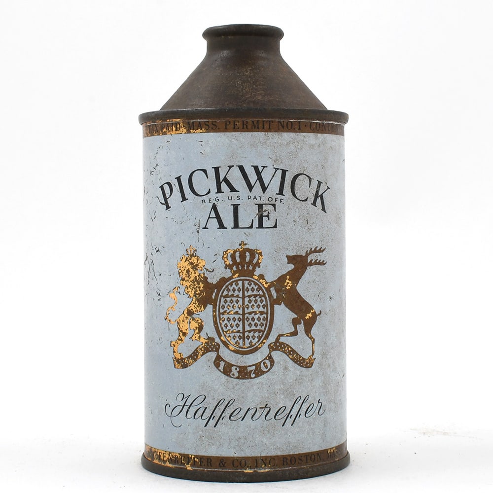 Pickwick Haffenreffer Ale Cone Top 179-6: Brewer/Business Name: Haffenreffer & Co., Boston, Massachusetts Manufacturer/Plant: Continental Can Co. Date of manufacture: