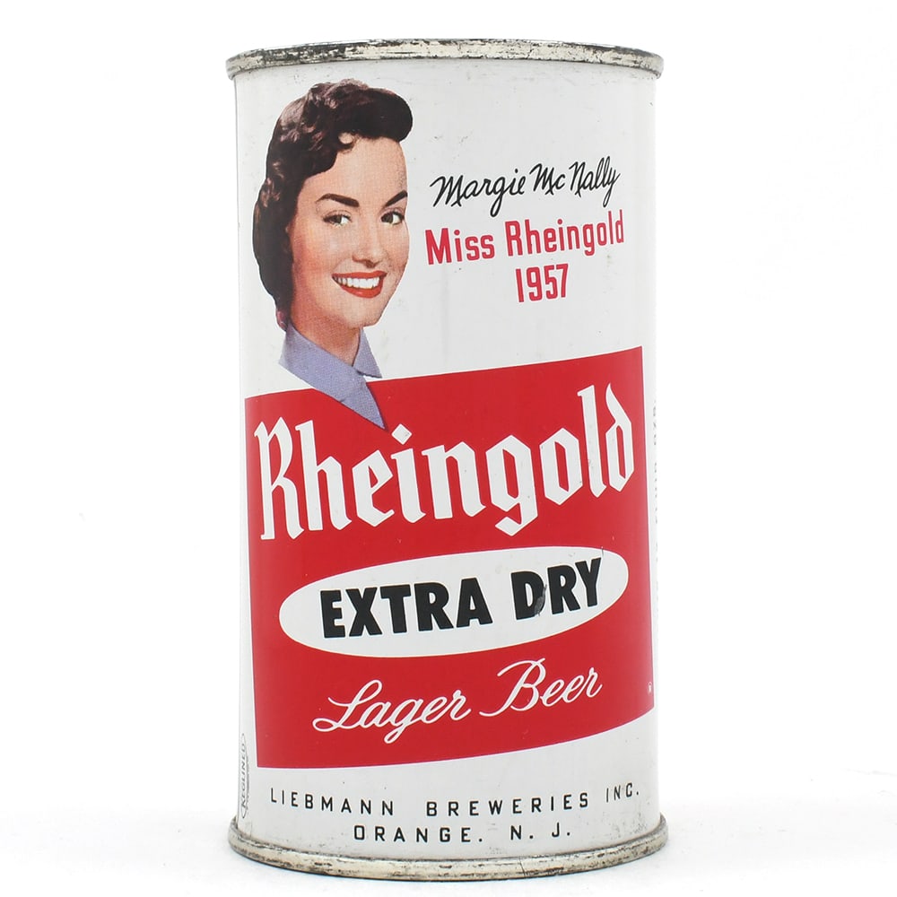 Rheingold Girl Set Flat Top 1957 WINNER MARGIE McNALLY ORANGE 123-15 OUTSTANDING: Brewer/Business Name: Liebmann Breweries, Orange, New Jersey Manufacturer/Plant: American Can Co. Date of manufacture:
