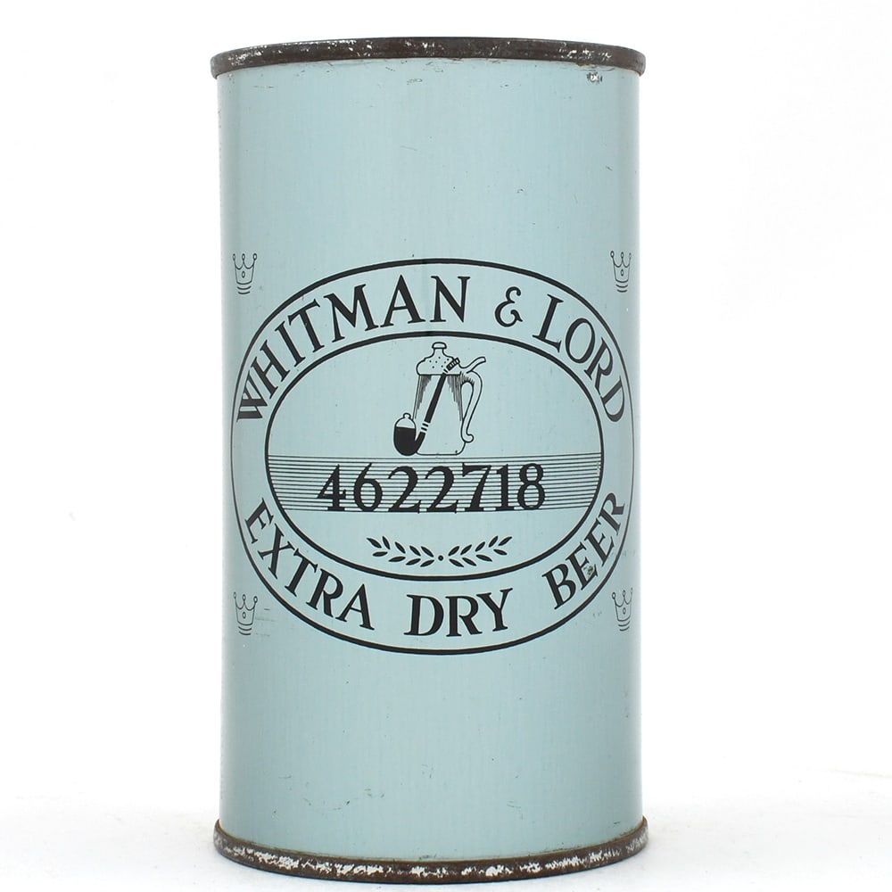 Whitman and Lord Extra Dry Beer Flat Top 145-19 OUTSTANDING: Brewer/Business Name: Colombia Brewing Co., Shenandoah, Pennsylvania Manufacturer/Plant: Unknown Date of manufacture: