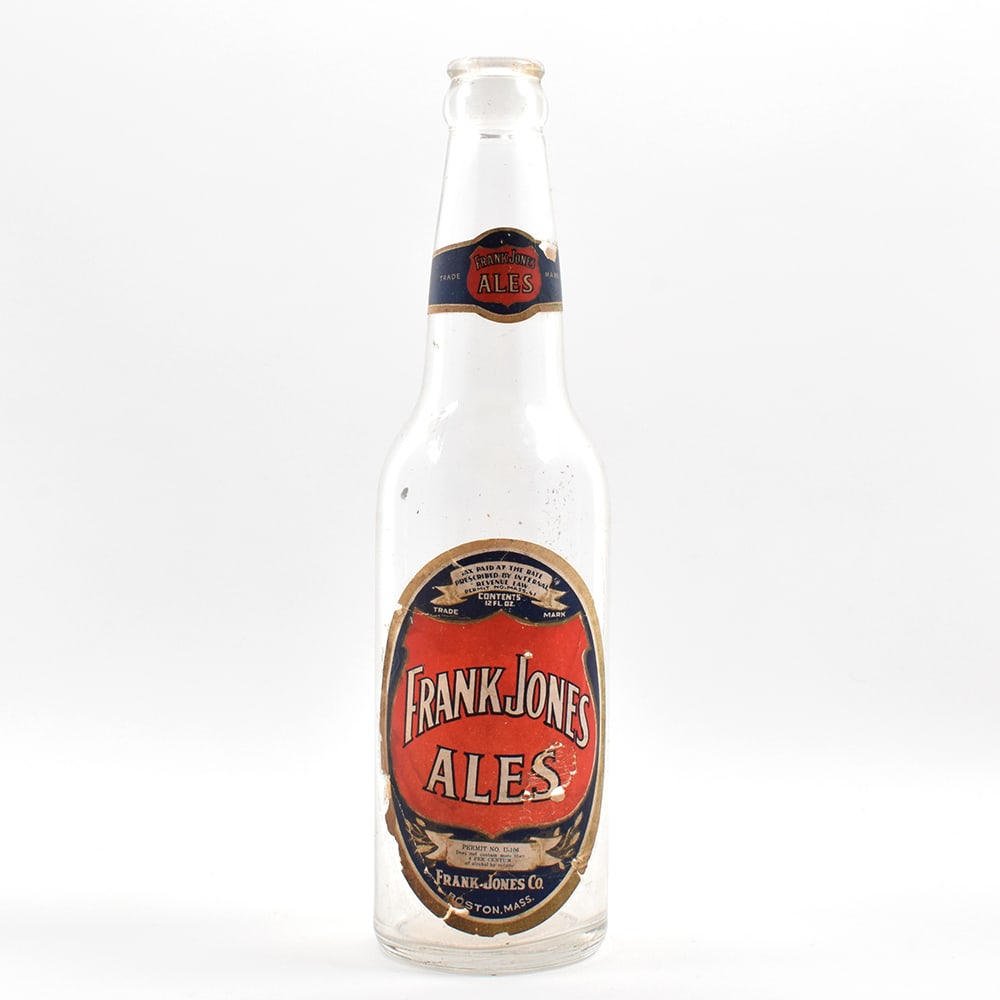 Frank Jones Ales 1930s Bottle BOSTON NOT PORTSMOUTH: Brewer/Business Name: Frank Jones Brewing Co., Boston, Massachusetts Manufacturer/Plant: Unknown Date of manufacture: