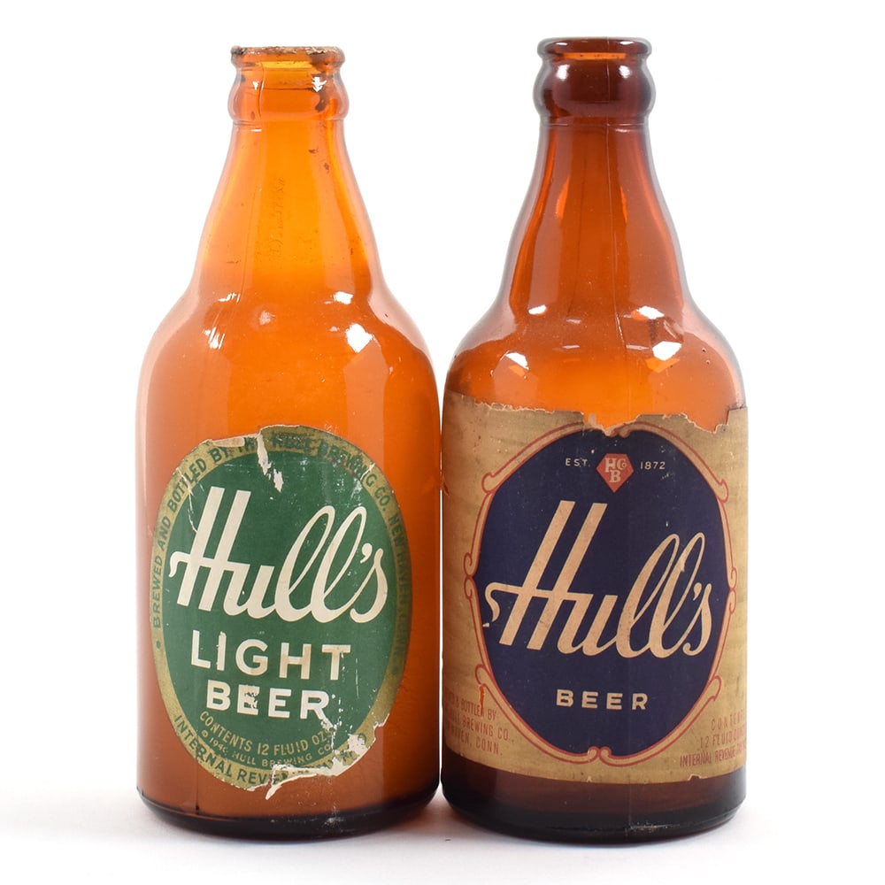 Hulls Beer 1930s Steinie Bottles Lot of 2: Brewer/Business Name: Hull Brewing Co., New Haven, Connecticut Manufacturer/Plant: Unknown Date of manufacture: