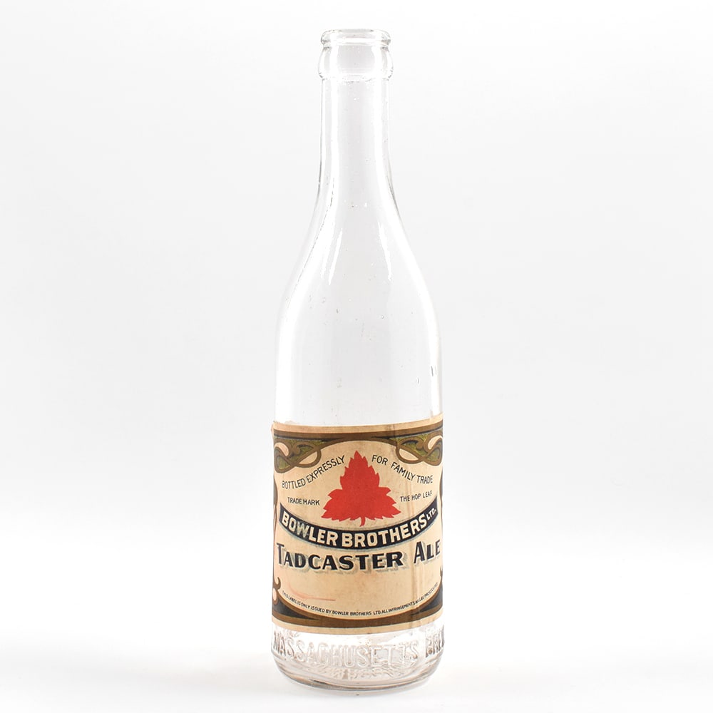Tadcaster Ale Bowler Bros Pre-Prohibition Bottle OUTSTANDING: Brewer/Business Name: Bowler Bros. Ltd., Worcester, Massachusetts Manufacturer/Plant: Unknown Date of manufacture: Pre-Prohibition Contents/Type: n/a Dimensions: 9-1/2 h. Comments/description: Bottle