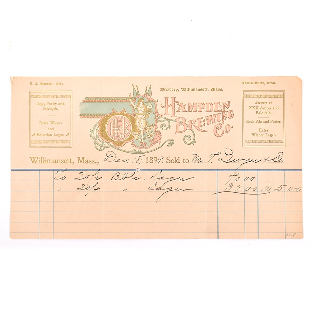 Hampden Brewing Co. Invoice - December 15, 1899 (1 of 1)