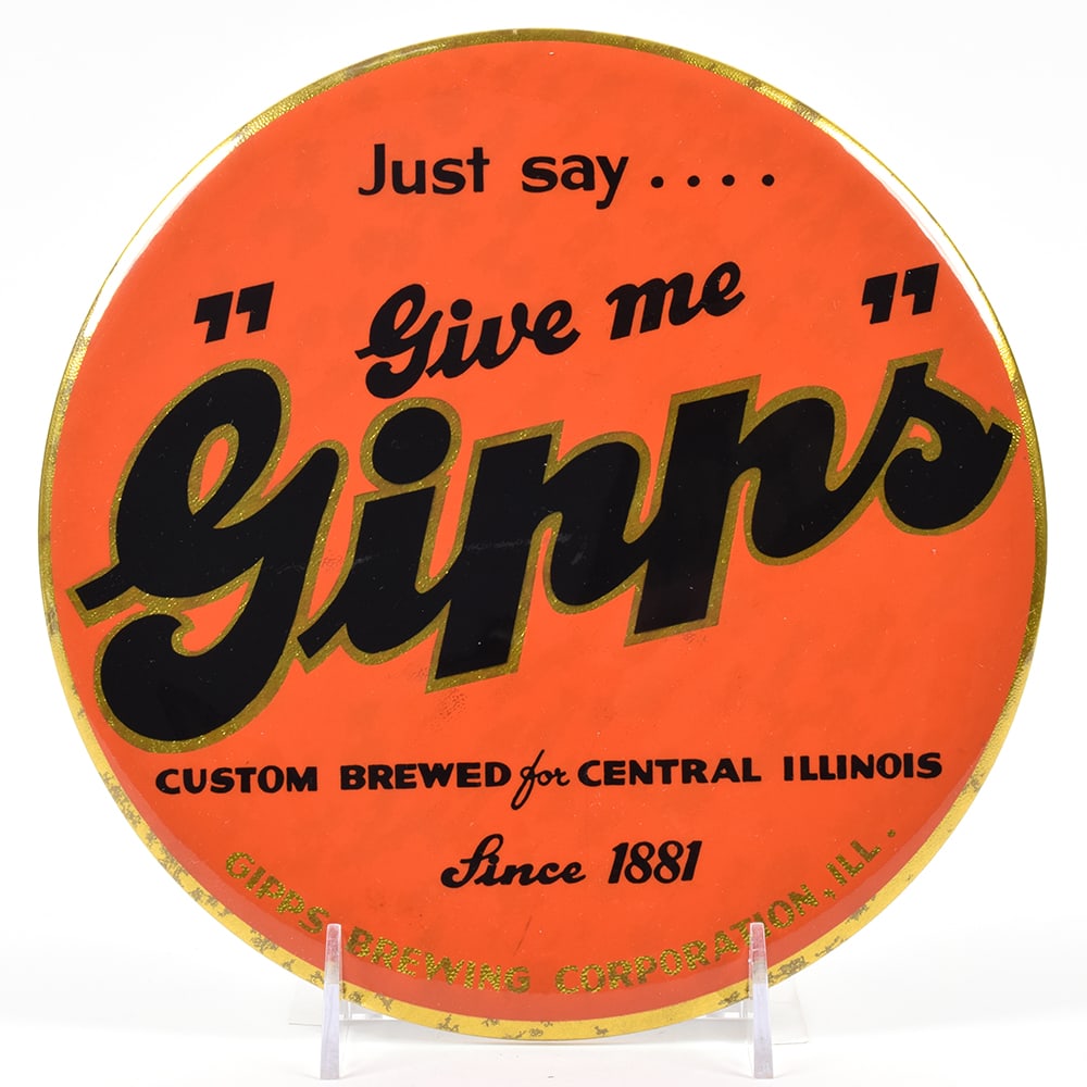 Gipps Beer 1930s Tin-Over-Cardboard Button Sign (1 of 2)