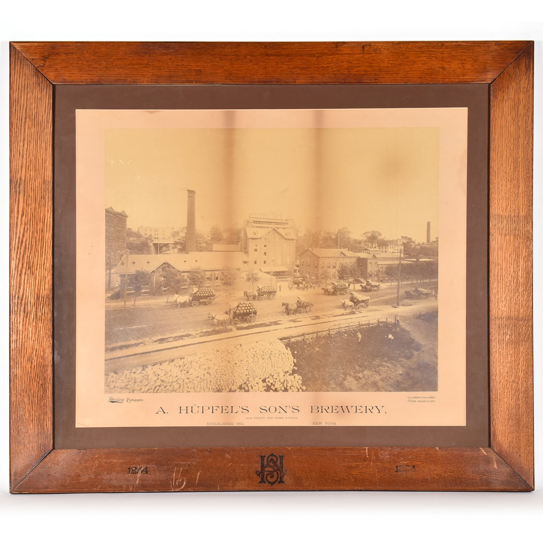 A. Hupfel's Son's Brewery Framed Sepia Tone Factory Scene Photograph NEW YORK (1 of 2)
