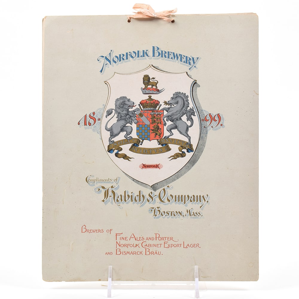 Norfolk Habich 1899 Calendar Lithograph SCARCE COMPLETE SET: Brewer/Business Name: Norfolk Brewery Habich And Co., Boston, Massachusetts Manufacturer/Plant: See comments/description Date of manufacture