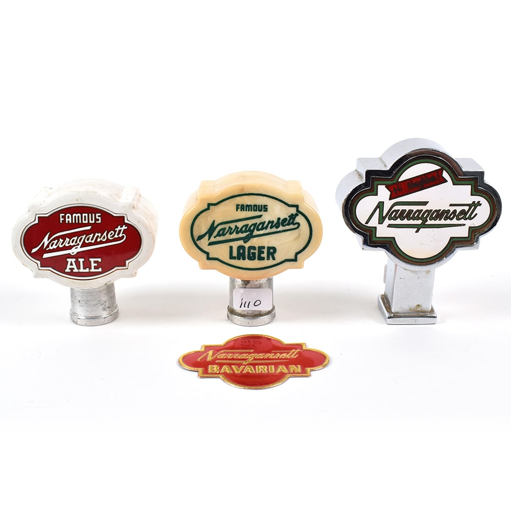 Narragansett Ale Lager Hi Neighbor Tap Knob Set Of 4 OUTSTANDING: Brewer/Business Name: Narragansett Brewing Co., Cranston, Rhode Island Manufacturer/Plant: See comments/description Date of manufacture: