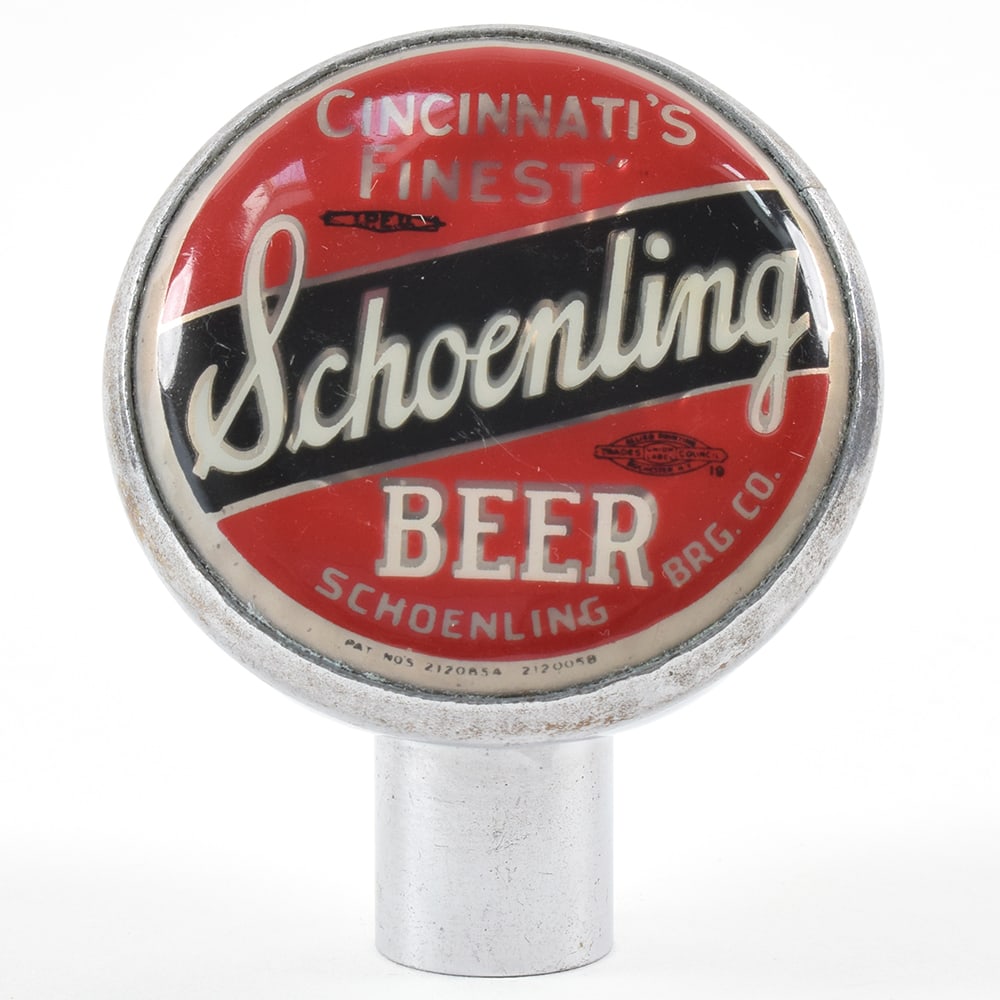Schoenling Beer 1930s 2-sided Chrome Tap Knob (1 of 5)
