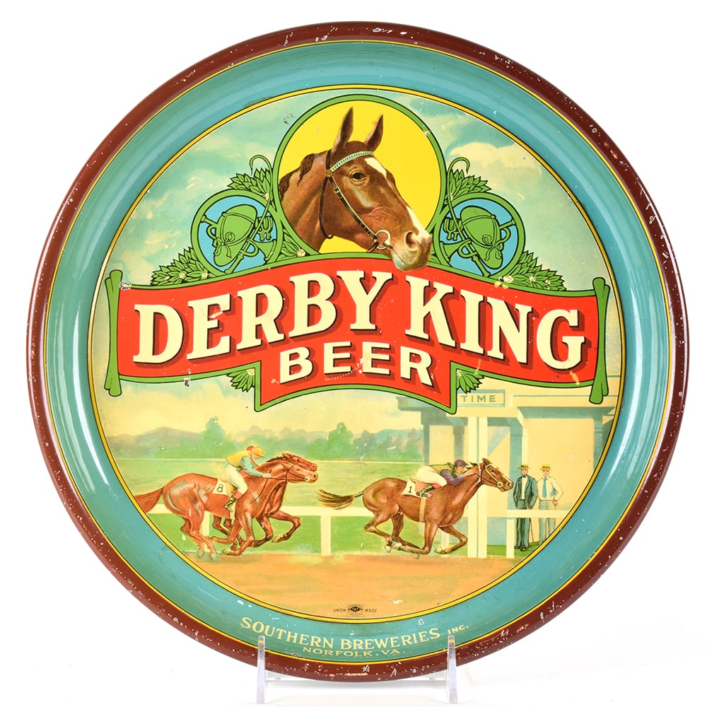 Derby King Beer 1930s Serving Tray HORSE RACE THEME (1 of 2)