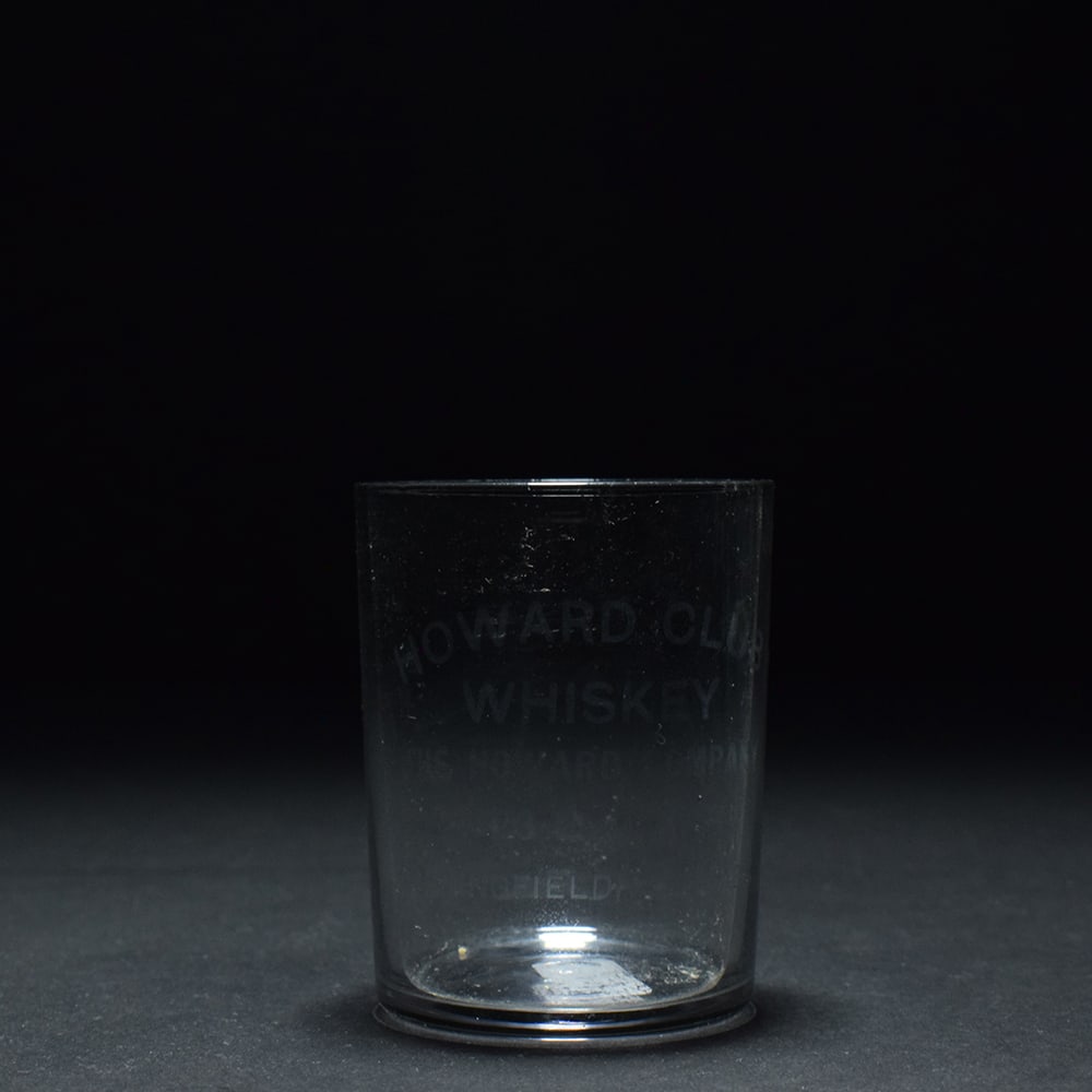 Howard Club Whiskey Pre-Pro Etched Shot Glass: Brewer/Business Name: The Howard Company, Springfield, Massachusetts Manufacturer/Plant: Unknown Date of manufacture:
