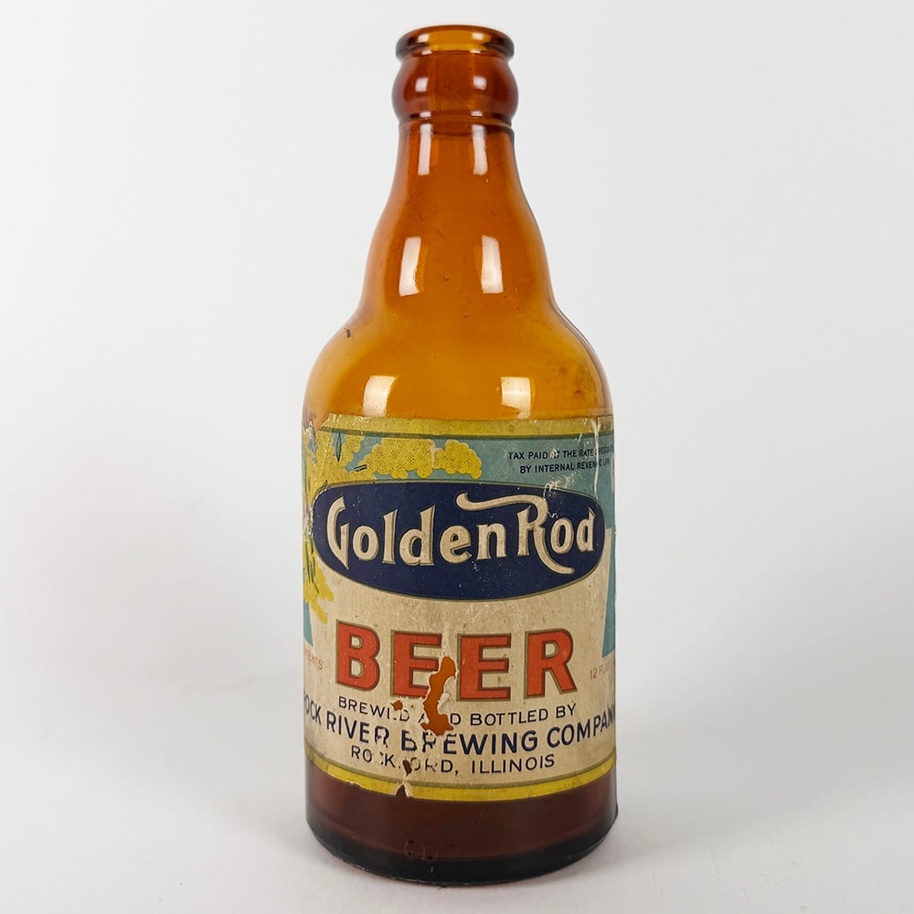 Golden Rod Beer Steinie Bottle Rock River Brewing Rockford IL (1 of 3)