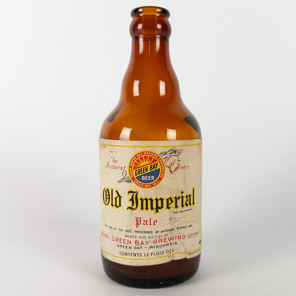 Old Imperial Pale Beer Steinie Bottle - Green Bay Brewing WI: Circa 1940s Old Imperial Pale Beer steinie bottle from the Green Bay Brewing Corporation in Green Bay, Wisconsin. 12 fluid ounces.