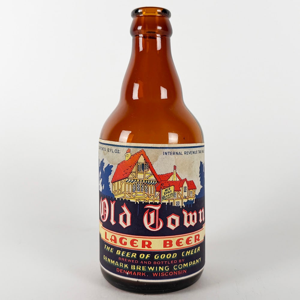 Old Town Lager Beer Steinie Bottle - Denmark Brewing WI (1 of 3)