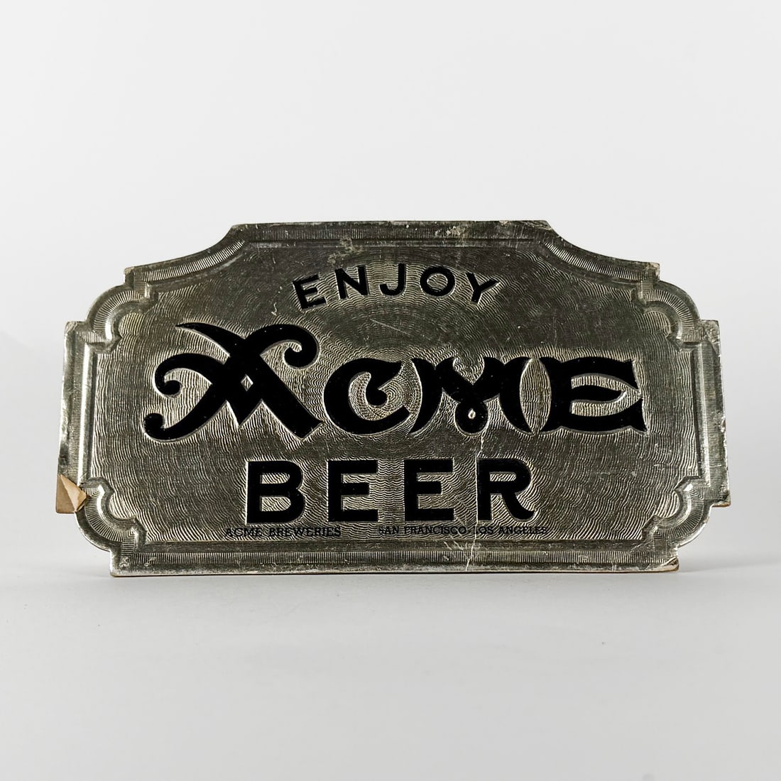 Acme Beer Embossed Foil over Cardboar Sign (1 of 2)