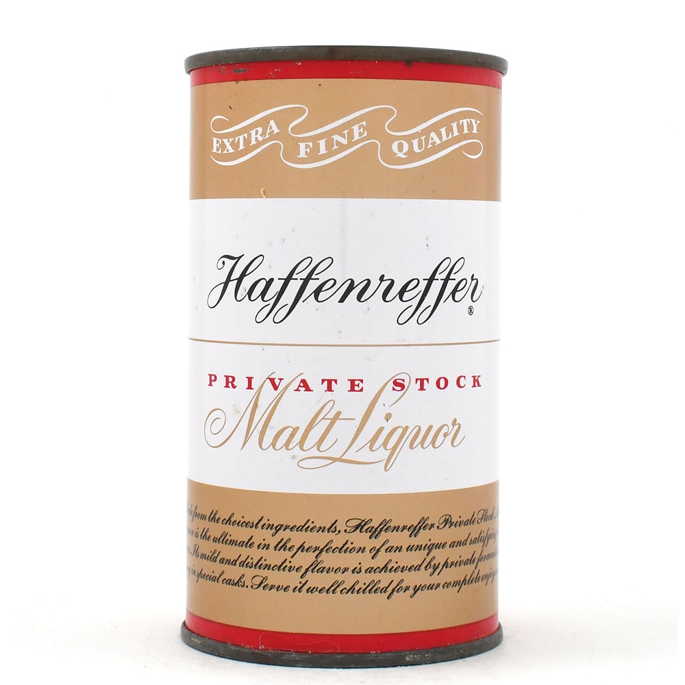 Haffenreffer Private Stock Malt Liquor Flat Top VANITY LID 78-37: Brewer/Business Name: Haffenreffer & Co., Boston, Massachusetts Manufacturer/Plant: Continental Can Co. Date of manufacture: circa 1950s Canning Code: n/a USBC reference: 78-37 USBCOI reference: