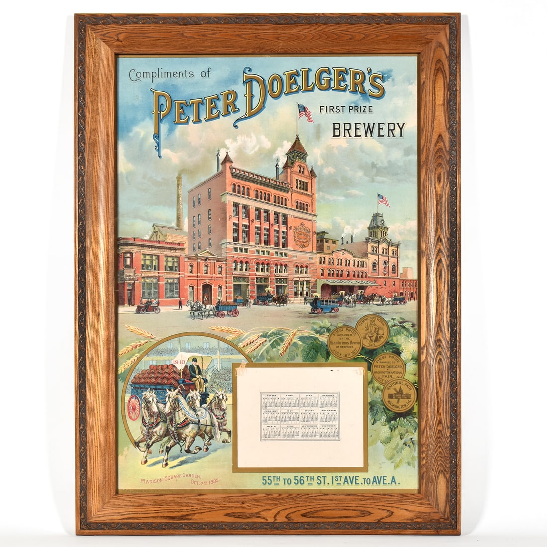Peter Doelgers First Prize Brewery 1910 Lithographed Factory Scene Calendar OUTSTANDING: Brewer/Business Name: Peter Doelger Brewing Co., New York, New York Manufacturer/Plant: Unknown Date of manufacture: