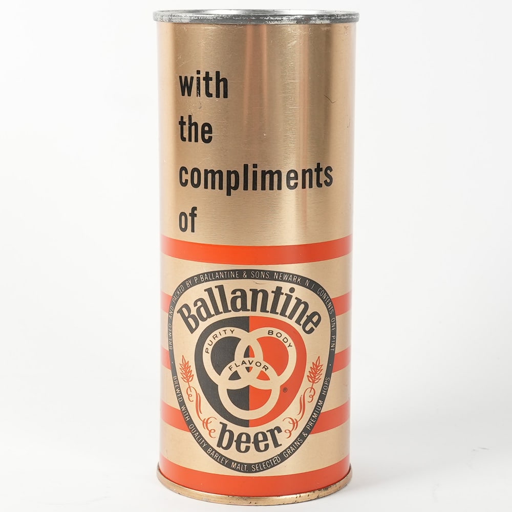 Ballantine 15th Annaversary Princeton Class 1948 Bank Top 218-19: Brewer: P. Ballantine & Sons. Newark, New Jersey Manufacturer/Plant: American Can Co. Date of manufacture: circa 1960s USBC reference: 218-27 Contents/Type: 16 oz Dim