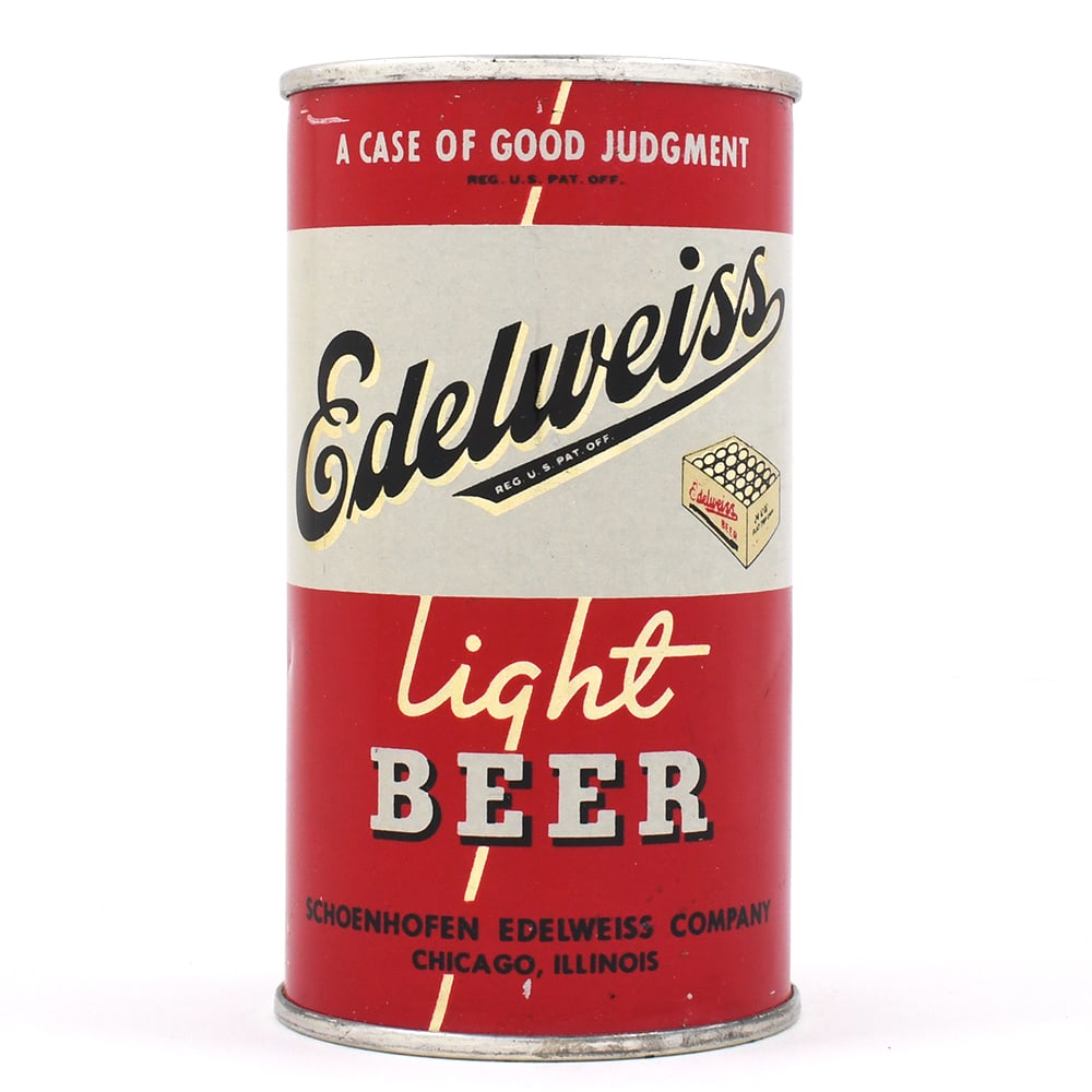 Edelweiss Light Beer Flat Top CRISP 58-39 OUTSTANDING: Brewer/Business Name: Schoenhofen Edelweiss Co., Chicago, Illinois Manufacturer/Plant: Unknown Date of manufacture: