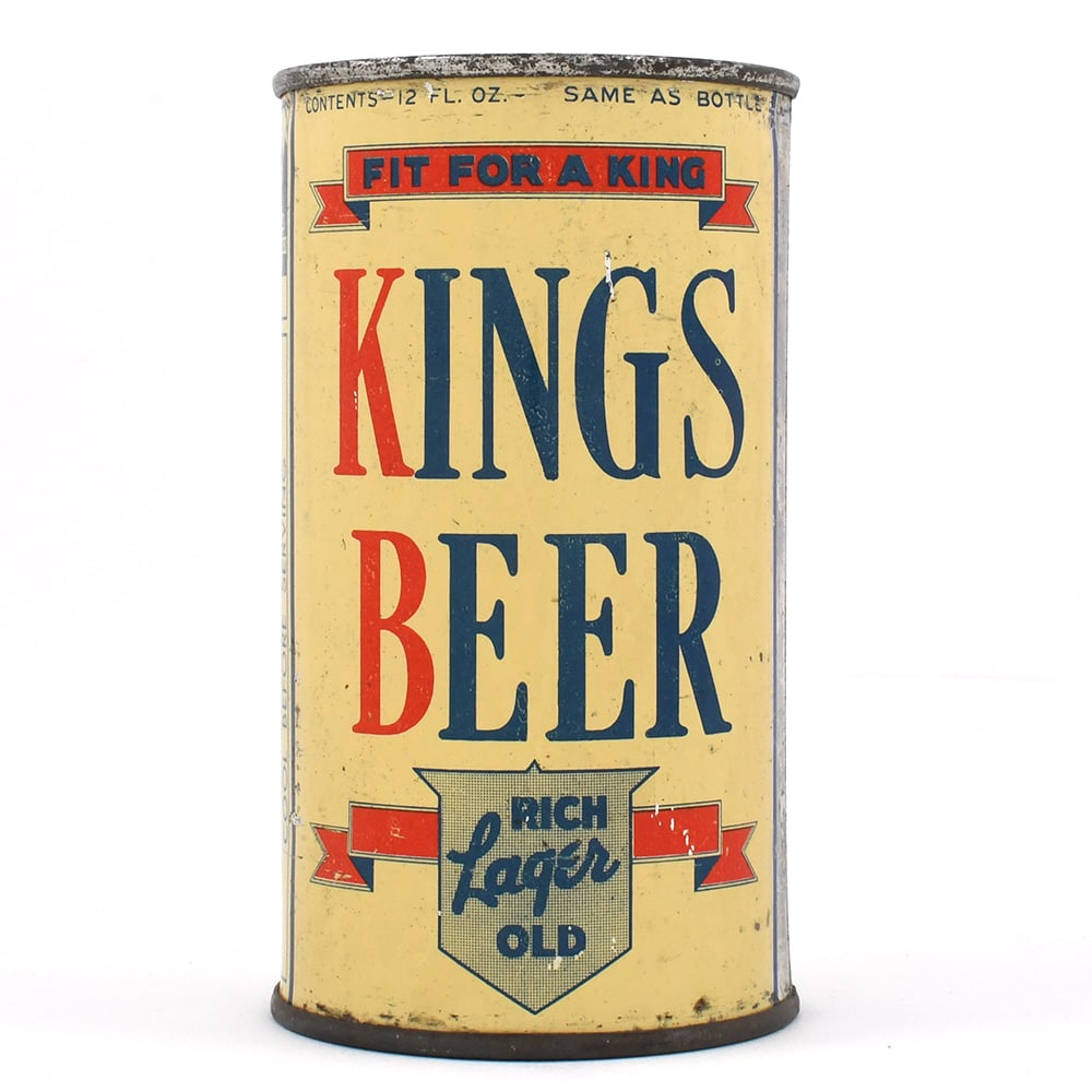 Kings Beer Instructional Flat Top REG TRADE MARK 88-2 RARE OI 451A: Brewer/Business Name: Kings Brewery Inc., Brooklyn, New York, New York Manufacturer/Plant: National Can Co. Date of manufacture:
