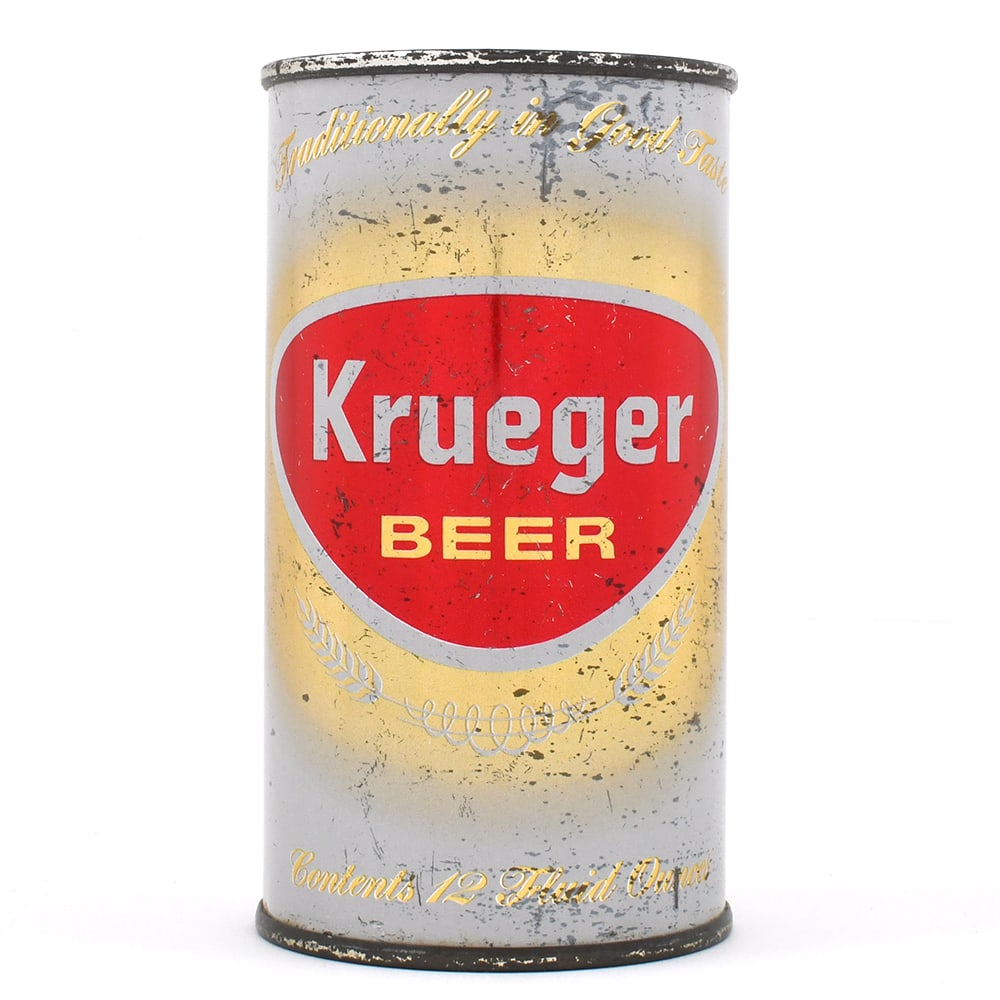 Krueger Beer Flat Top CRANSTON METALLIC 90-32: Brewer/Business Name: G. Krueger Brewing Co., Cranston, Rhode Island Manufacturer/Plant: Continental Can Co. Date of manufacture: