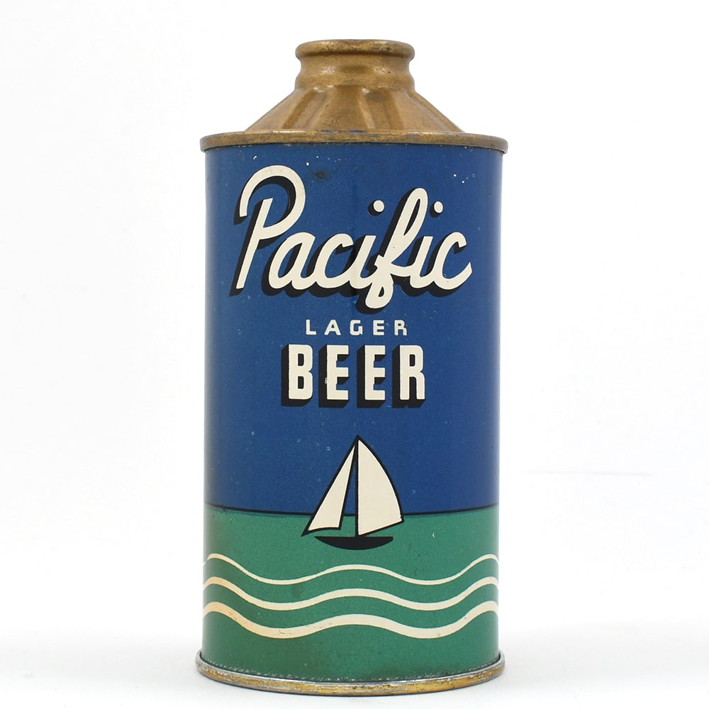 Pacific Lager Beer Cone Top 178-28: Brewer/Business Name: Rainier Brewing Co., San Francisco, California Manufacturer/Plant: Continental Can Co. Date of manufacture: