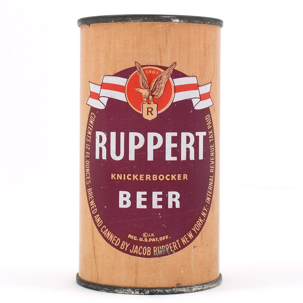 Ruppert Knickerbocker Beer Flat Top IRTP 126-7: Brewer/Business Name: Jacob Ruppert, New York, New York Manufacturer/Plant: American Can Co. Date of manufacture: