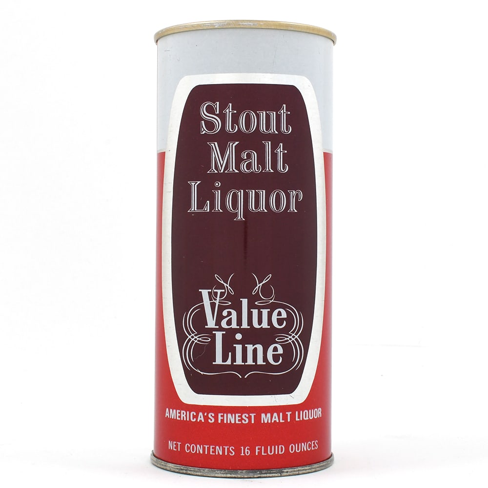 Value Line Stout Malt Liquor 16 Ounce Pull Tab 169-1 MINTY: Brewer/Business Name: Maier Brewing Co., Los Angeles, California Manufacturer/Plant: National Can Co. Date of manufacture: