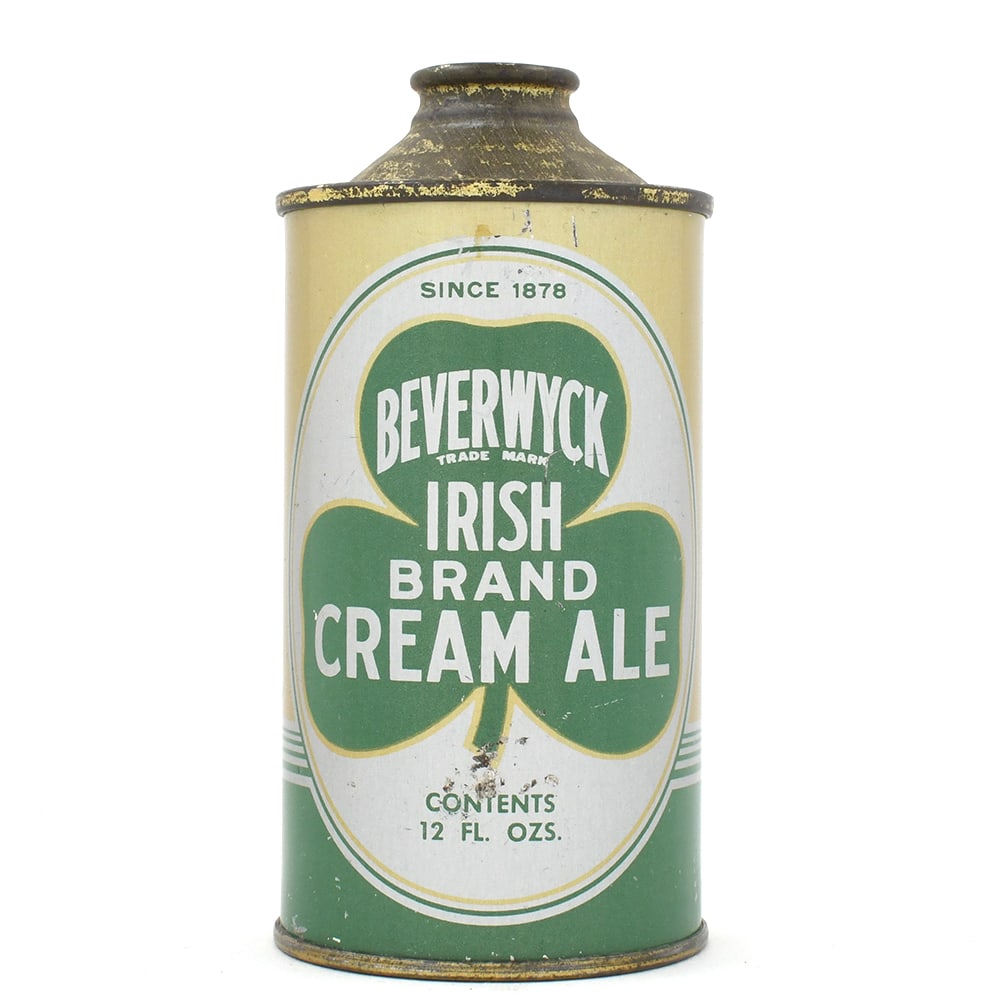 Beverwyck Irish Brand Cream Ale Cone Top 152-4: Brewer/Business Name: Beverwyck Breweries Inc., Albany, New York Manufacturer/Plant: Continental Can Co. Date of manufacture: