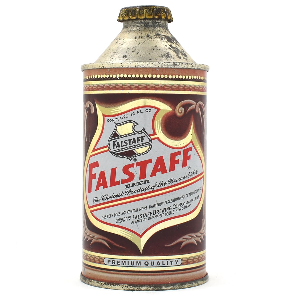 Falstaff Beer Cone Top OMAHA NON-IRTP DNCMT 4 PERCENT 162-3 EXCEPTIONAL (1 of 6)