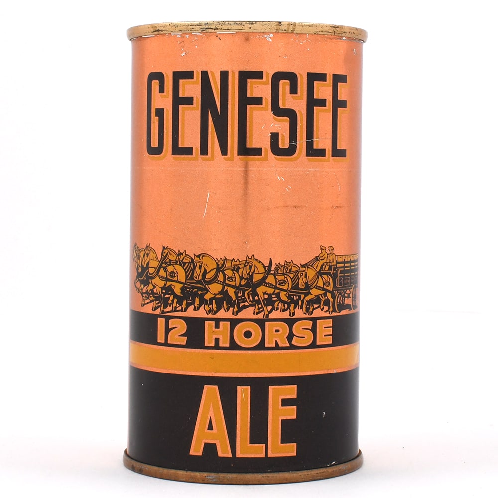Genesee 12 Horse Ale Instructional Flat Top NON-IRTP 68-18 OI 328 OUTSTANDING: Brewer/Business Name: Genesee Brewing Co., Rochester, New York Manufacturer/Plant: American Can Co. Date of manufacture: