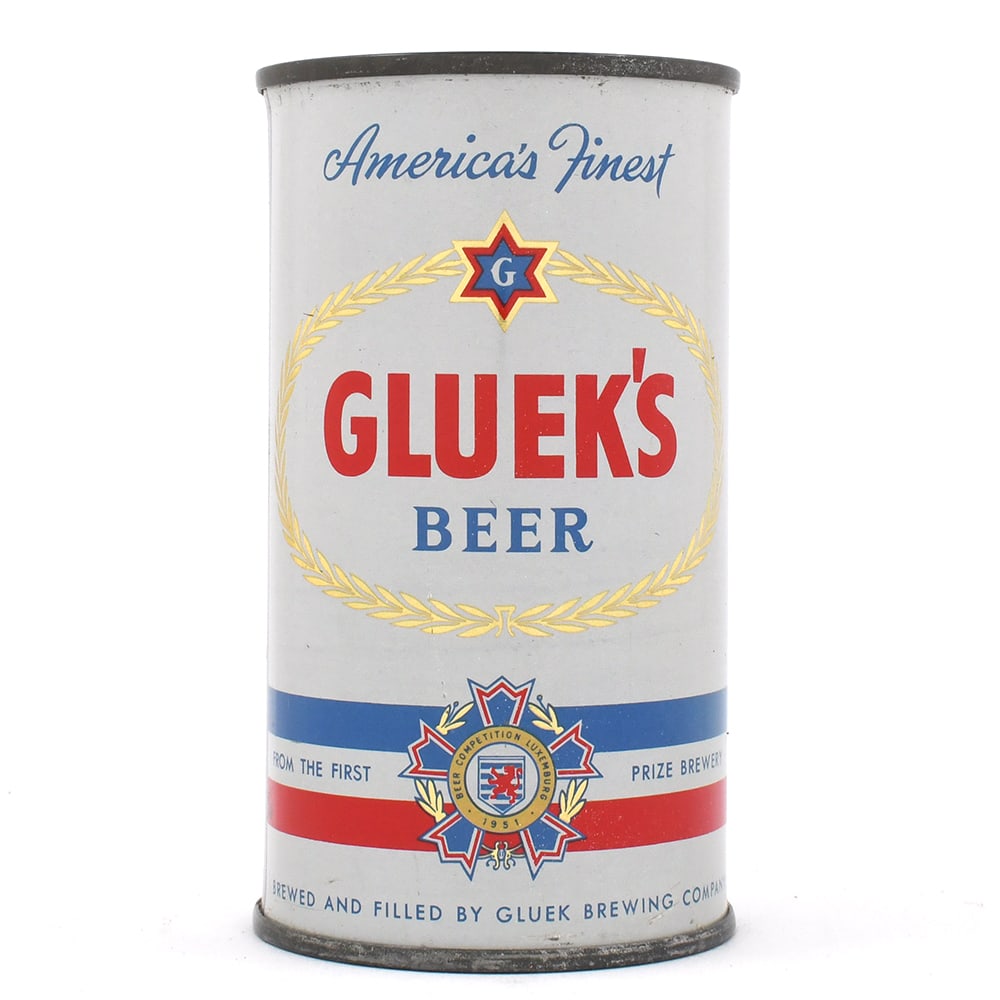 Glueks Beer Flat Top 70-7 EXCELLENT: Brewer/Business Name: Gluek Brewing Co., Minneapolis, Minnesota Manufacturer/Plant: Continental Can Co. Date of manufacture: