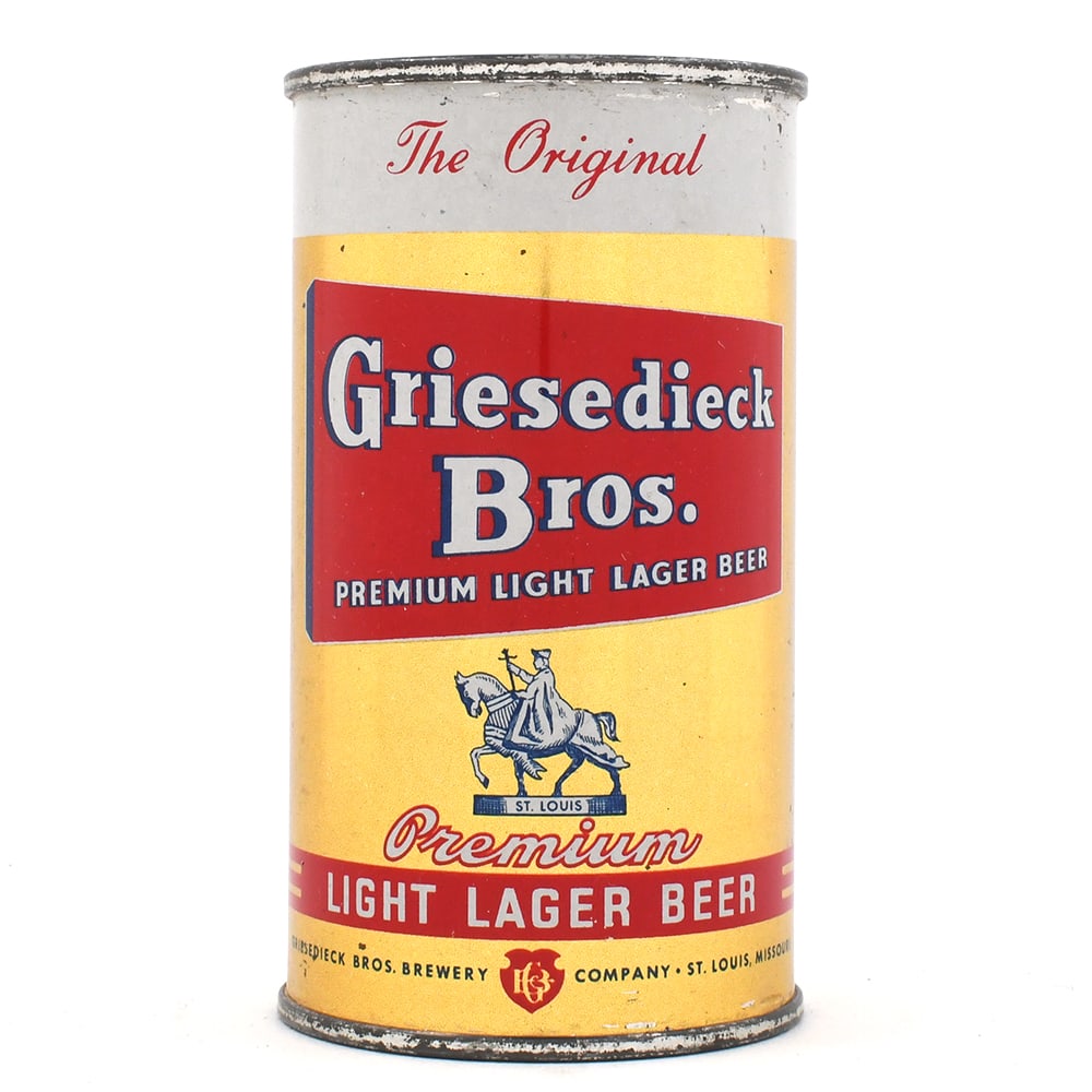 Griesedieck Bros Light Lager Beer Flat Top IRTP 76-12 EXCELLENT: Brewer/Business Name: Griesedieck Bros. Brewery Co., St. Louis, Missouri Manufacturer/Plant: American Can Co. Date of manufacture: