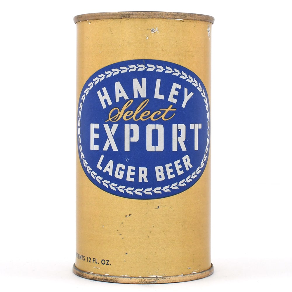 Hanley Select Export Lager Beer Bank Lid Flat Top 80-7 EXCEPTIONAL: Brewer/Business Name: James Hanley Company, Providence, Rhode Island Manufacturer/Plant: American Can Co. Date of manufacture:
