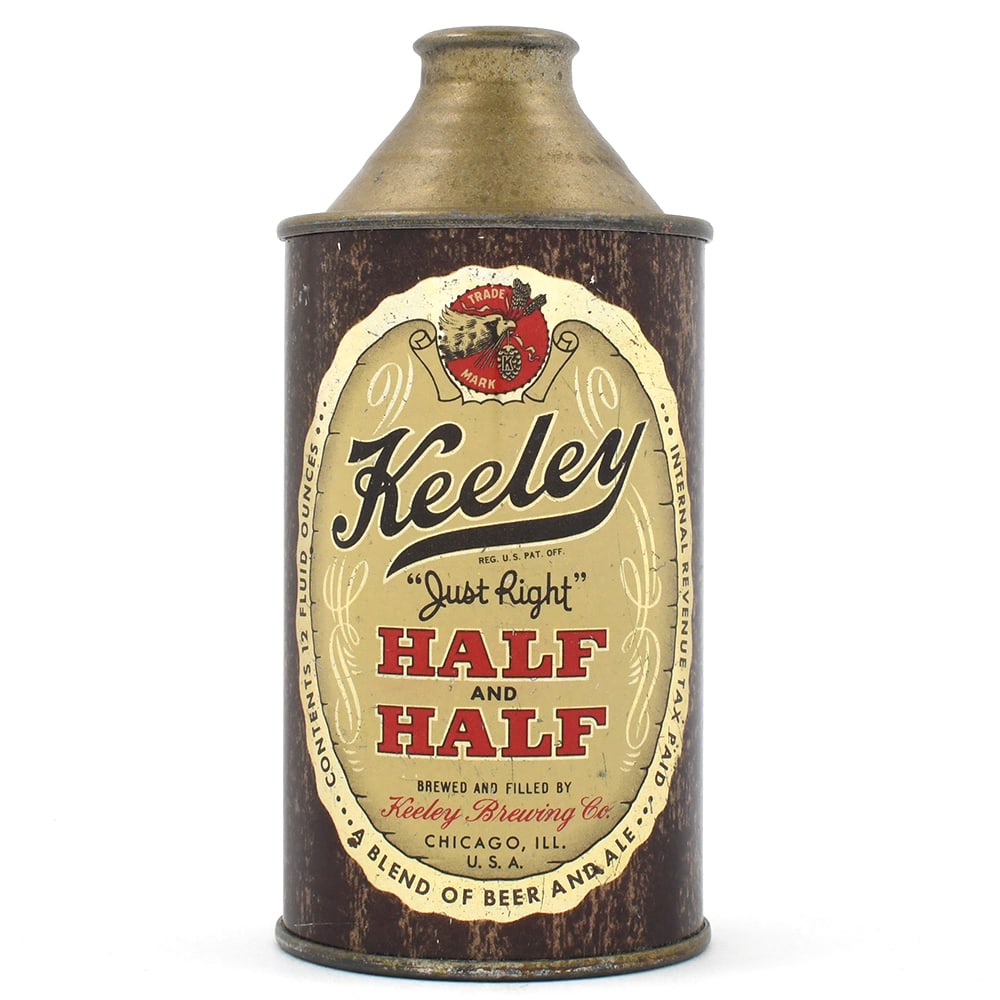 Keeley Half and Half Cone Top IRTP 171-12 EXCEPTIONAL: Brewer/Business Name: Keeley Brewing Co., Chicago, Illinois Manufacturer/Plant: Continental Can Co. Date of manufacture: