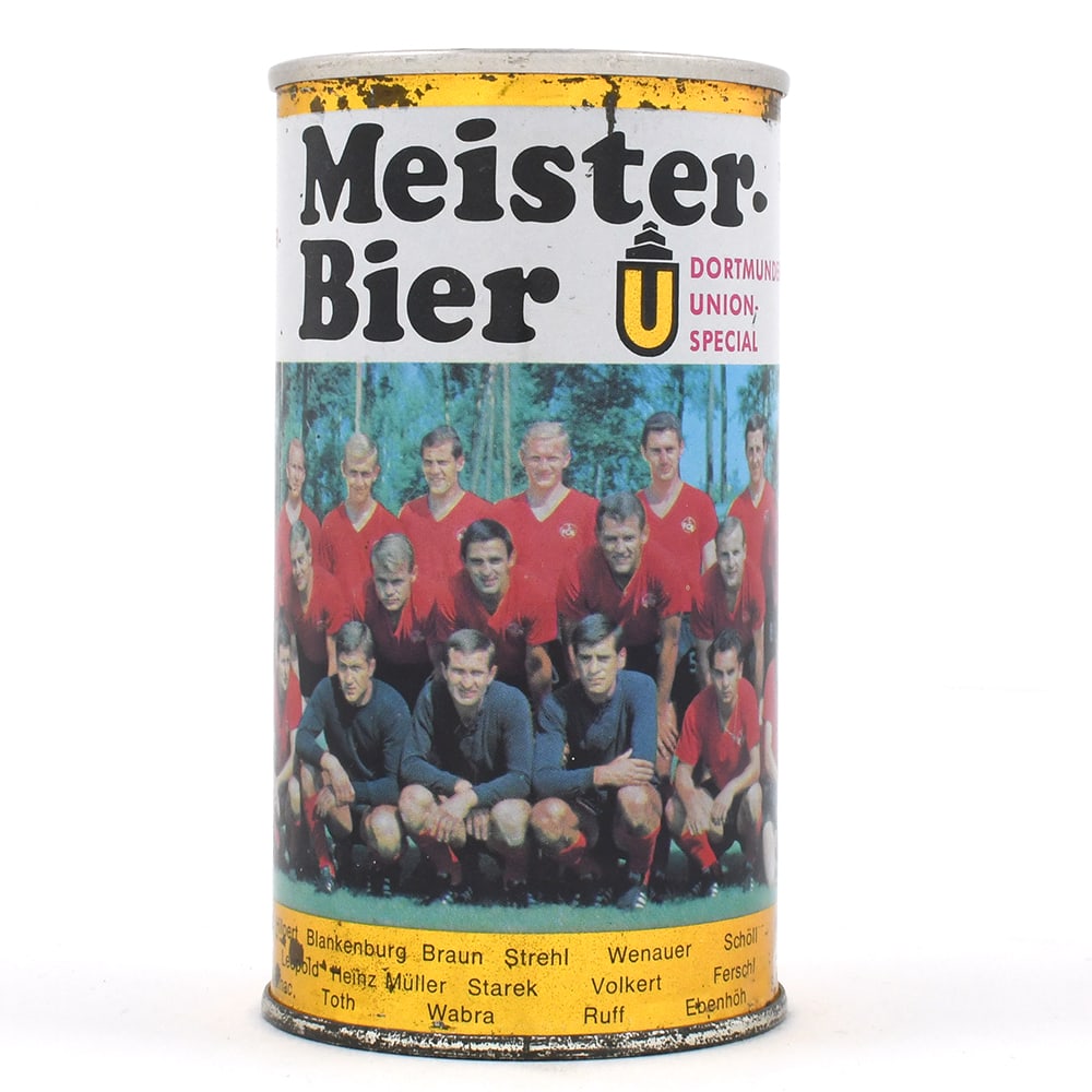 Meister Bier Dortmunder Union Special German Pull Tab FOOTBALL CHAMPS: Brewer/Business Name: Dortmunder Union-Brauerei, Germant, Non-U.S. (see comments/description) Manufacturer/Plant: Unknown Date of manufactur