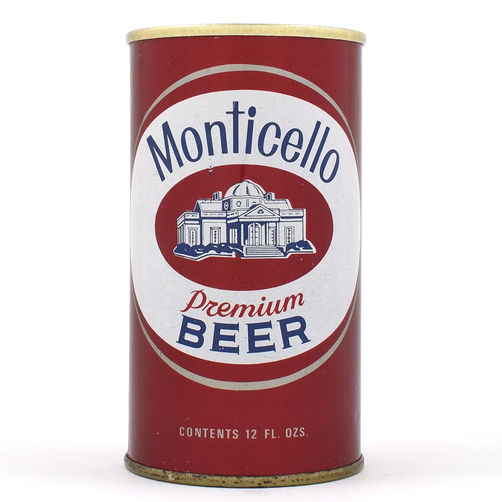 Monticello Premium Beer Pull Tab DULL SATIN FINISH 95-7 EXCELLENT: Brewer/Business Name: Monticello Brewery Co., Norfolk, Virginia Manufacturer/Plant: American Can Co. Date of manufacture: