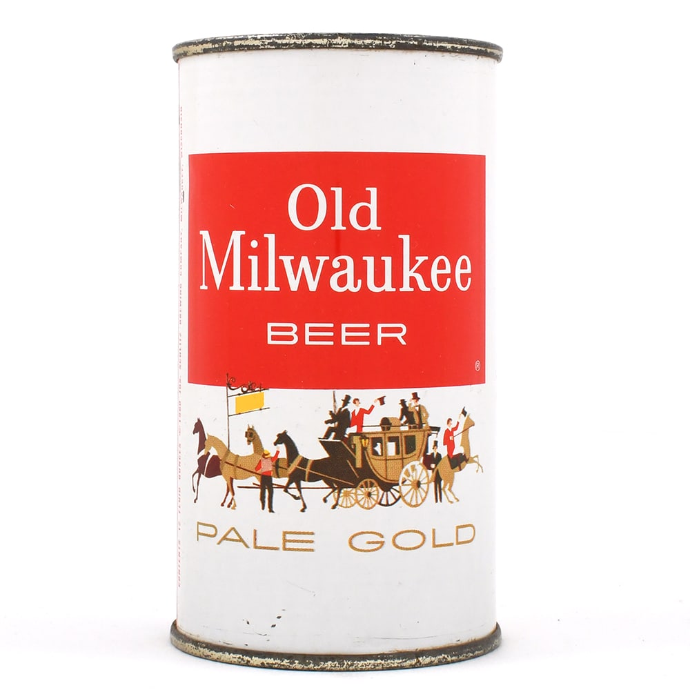 Old Milwaukee Pale Gold Beer Flat Top MILWAUKEE 107-29 EXCEPTIONAL: Brewer/Business Name: Jos. Schlitz Brewing Co., Milwaukee, Wisconsin Manufacturer/Plant: Continental Can Co. Date of manufacture: circa 1960s USBC reference: 107-29 Contents/Type: 12 oz Dimensions:
