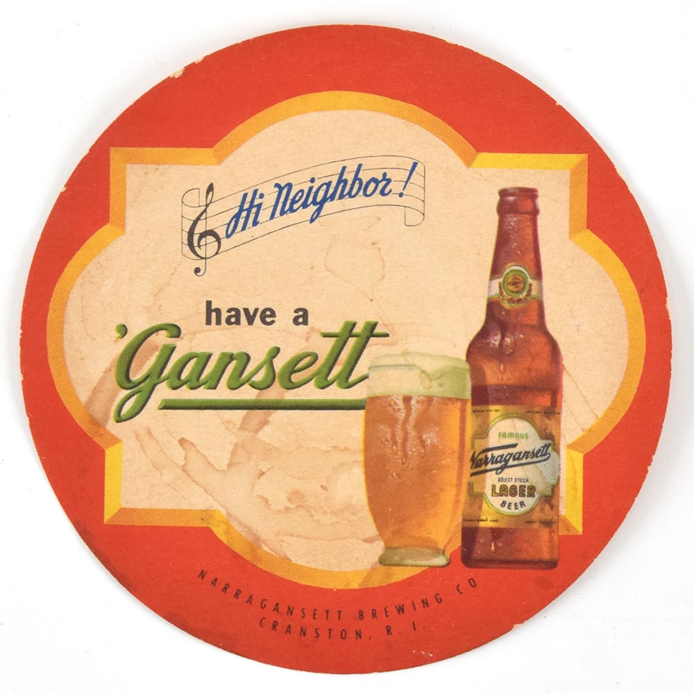 Narragansett Hi Neighbor Have A Gansett Coaster RARE (1 of 2)