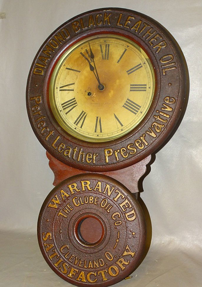 Baird Diamond Black Leather Oil Advertising Clock