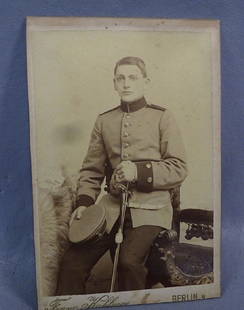 Germa Soldier Photo: German soldier photo done in Berlin. Oak frame with early newspaper inside. Estate Fresh.