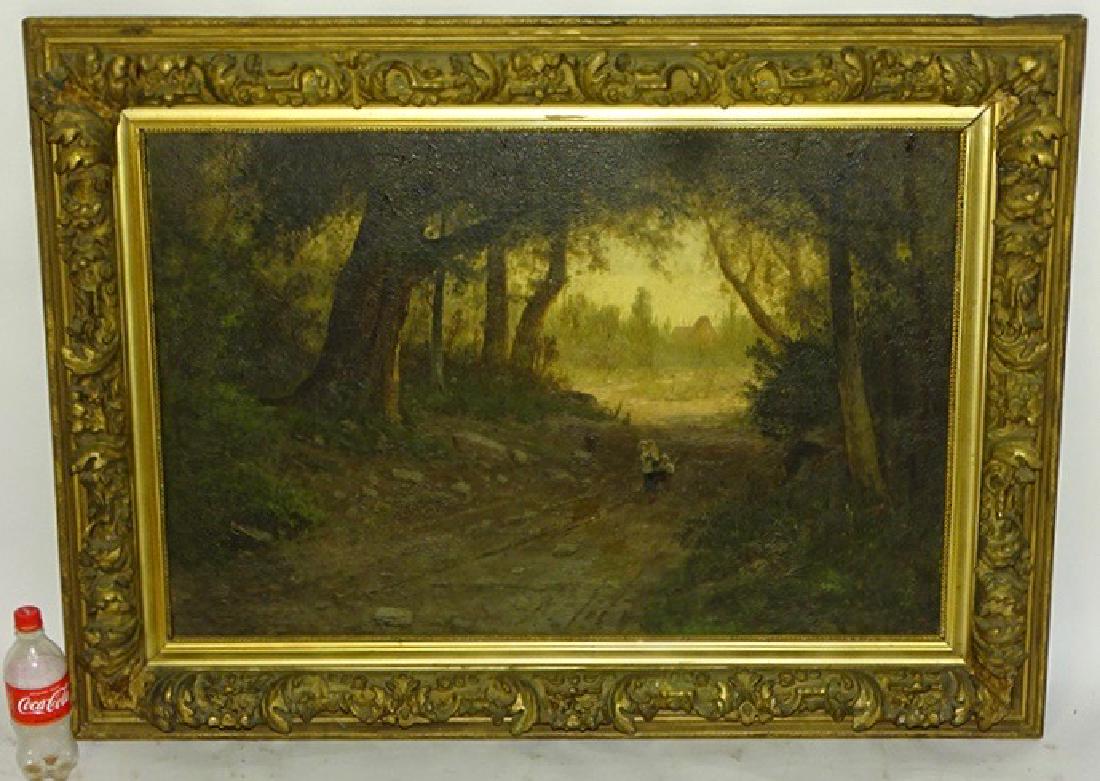 Kids Walking in Woods Oil on Canvas Signed C.H. Shearer (1 of 4)