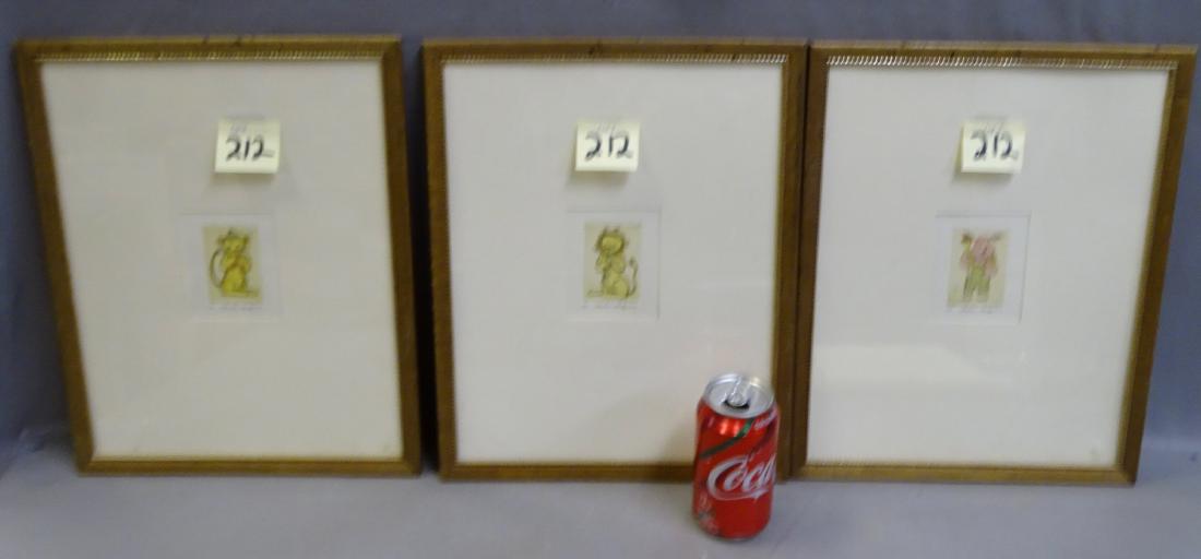 3 Hand Colored Etchings (1 of 5)